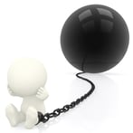 3D Prisoner with a chain ball - isolated over a white background